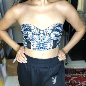 Mini pink floral  bathing suit top NWT